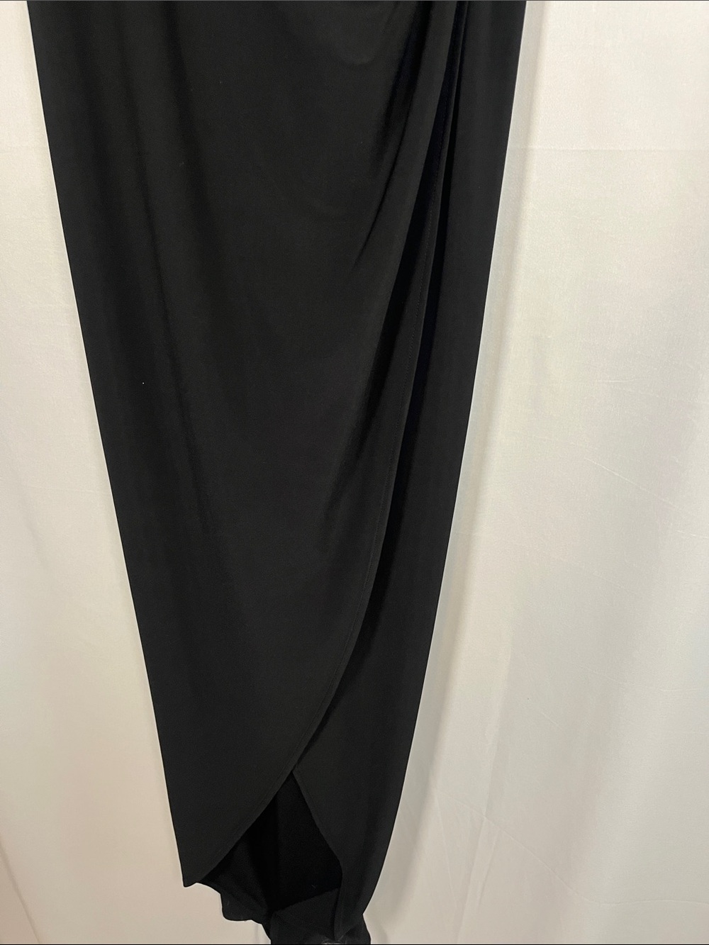 La femme black strapless jersey ruched gown side slit cocktail formal sz 4 - Picture 5 of 9